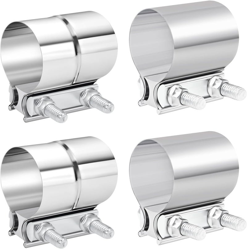 ouyanglong 2.5 Inch Exhaust Clamp, 2 1/2'' Lap Joint Band Clamp Sleeve Coupler for Pipes Catalytic Mufflers Converters, 2 Pairs - Image 1